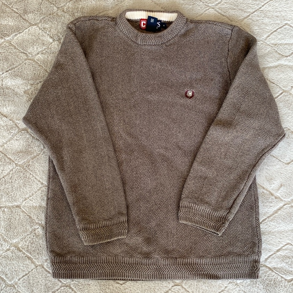 4/$20 100% Cotton Chaps Knit Heavyweight Crewneck Sweater Dark Taupe